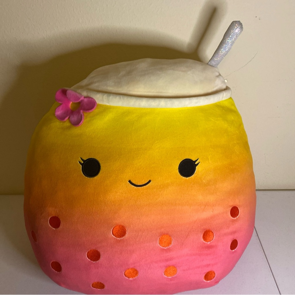 Squishmallows Bergit the Pink Boba Tea Kellytoy 16 Inches (E1)